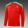 2024 Portugal Half-Pull Training Suit Red Football Jersey 1:1 Thai Quality