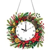 (US Local) DIY Christmas Wreath Diamond Clock Art Pendant Home Wall Decoration Craf