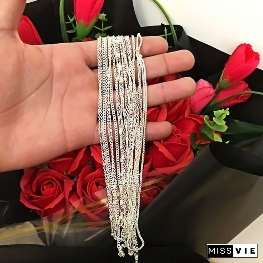 5/10/20pcs Mix 10 Styles Random 18 Genuine 925 Silver Link Necklace Set Chains+Lobster Clasps 925 PlatingTag