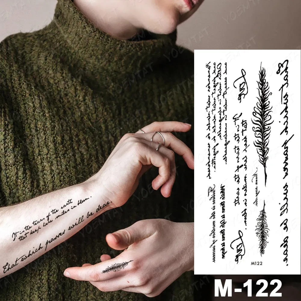 Arabic Language Waterproof Temporary Tattoo Sticker Black Love Text Word Letter Body Art Arm Couple Fake Tatoo For Women Men