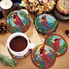 6Pcs/set Diamond Painting Stained Glass Art Bird Coaster Cup Cushion with Rack Cup Pad Decor