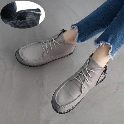 GKTINOO 2022 Vintage Style Genuine Leather Women Boots Flat Booties Soft Cowhide Women's Shoes Ankle Boots zapatos mujer