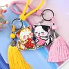 2Pcs Strawberry Cat Bead Cross Stitch Keychain Mosaic Beads Embroidery Keyring