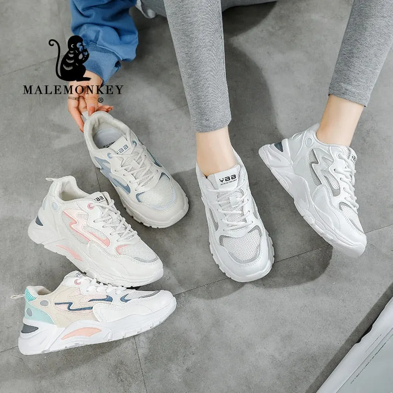 Platform Sneakers Women Cacual Shoes 2022 Spring Autumn Student Shoes Breathable Non Slip Running Sport Shoes White Female Shoes