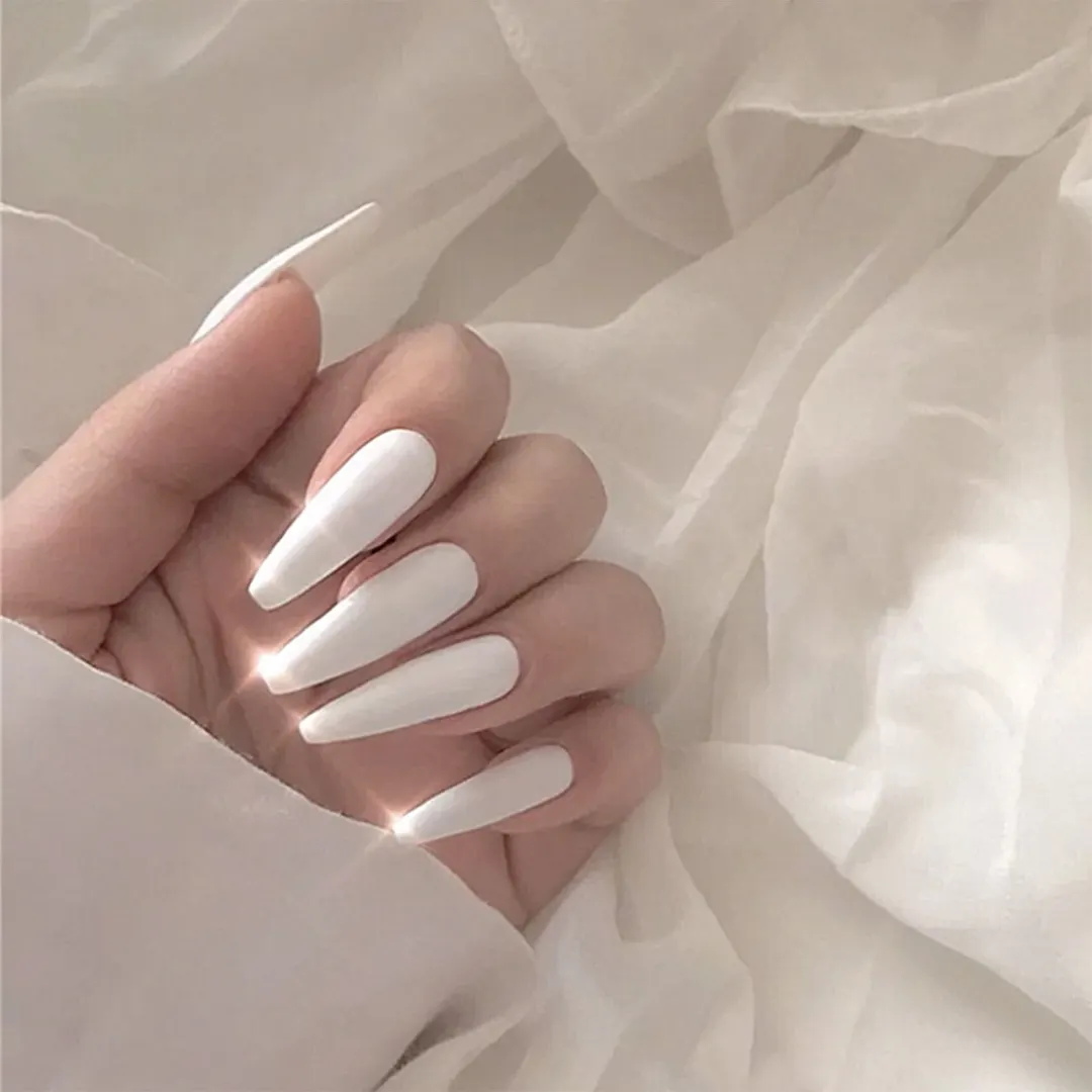 24Pcs Detachable False Nails Gourd Ballerina Coffin Wearable Fake Nails Full Cover Nail Tips Acrylic Manicure Tips Press on Nail