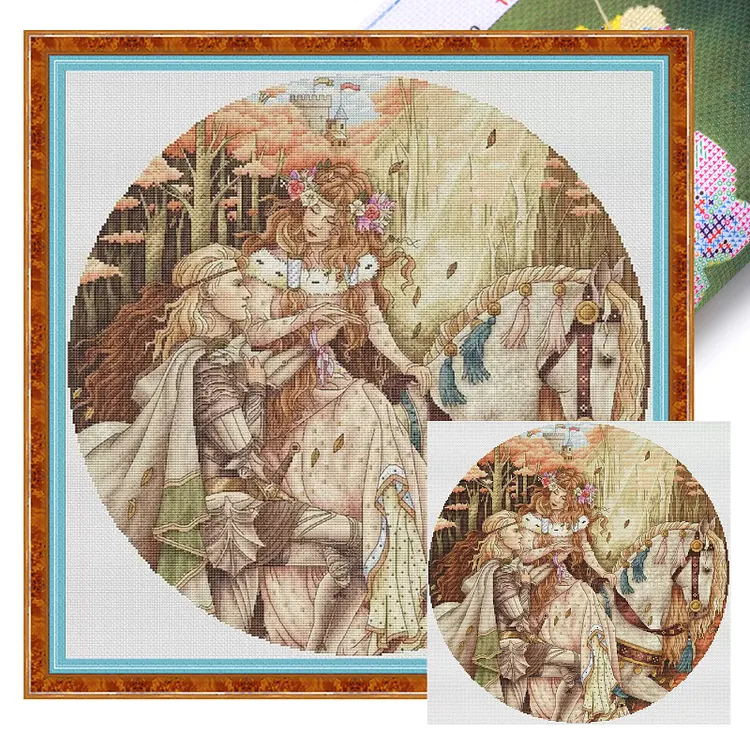 【Fairy Brand】Princess and Knight 50*50cm 14CT Stamped Canvas Cross Stitch（Egyptian cotton） gbfke