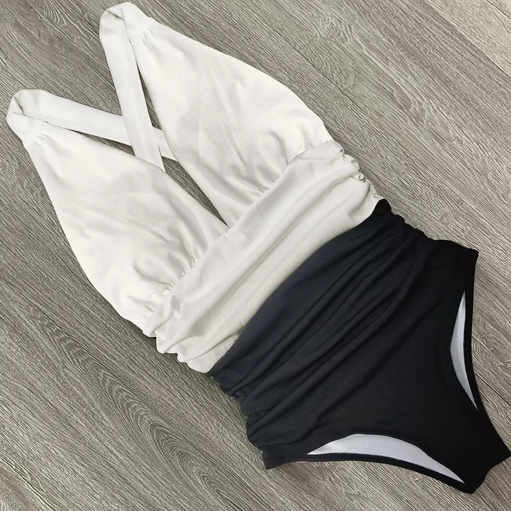 2022 New Sexy One Piece Swimsuit Female Floral Women Swimwear Push Up Bathing Suits Bodysuits Beach wear Deep V-neck Monokini