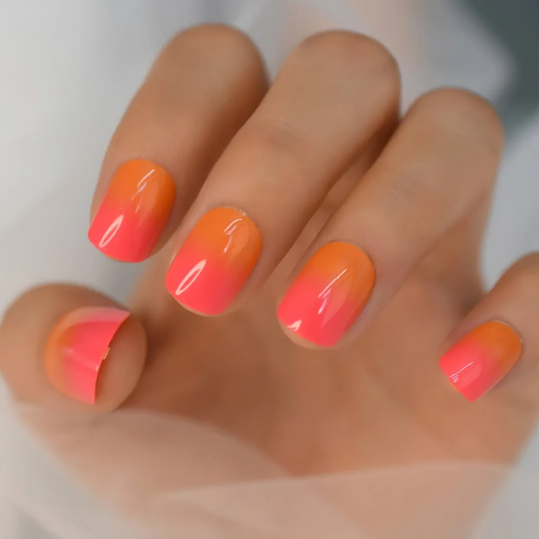 Mix Color Nail Short Squoval Dark Red Petie Fake Nails Glossy Shiny Ladies Fingernails Perfect for Office Lady with Adhesive-Nail Inspo