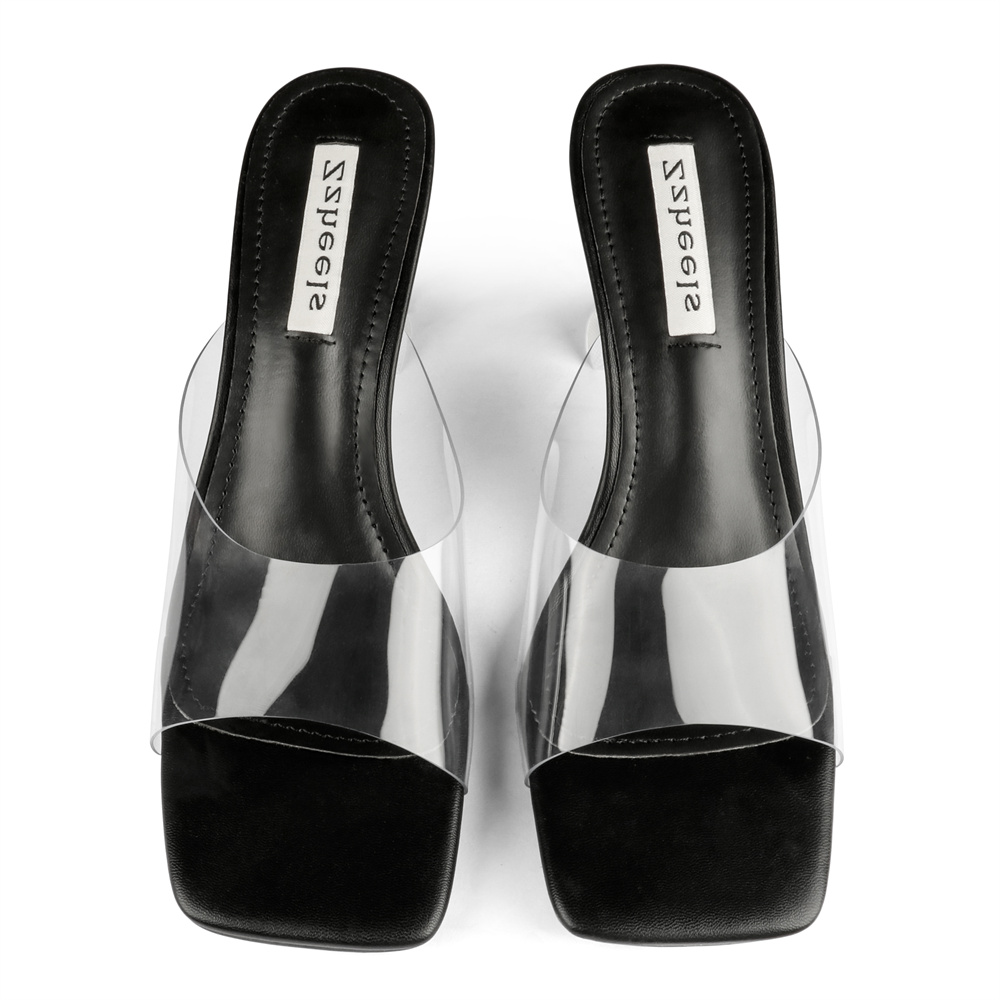 7cm/2.76''  Transparent Low Heeled Sandals Women's Slippers
