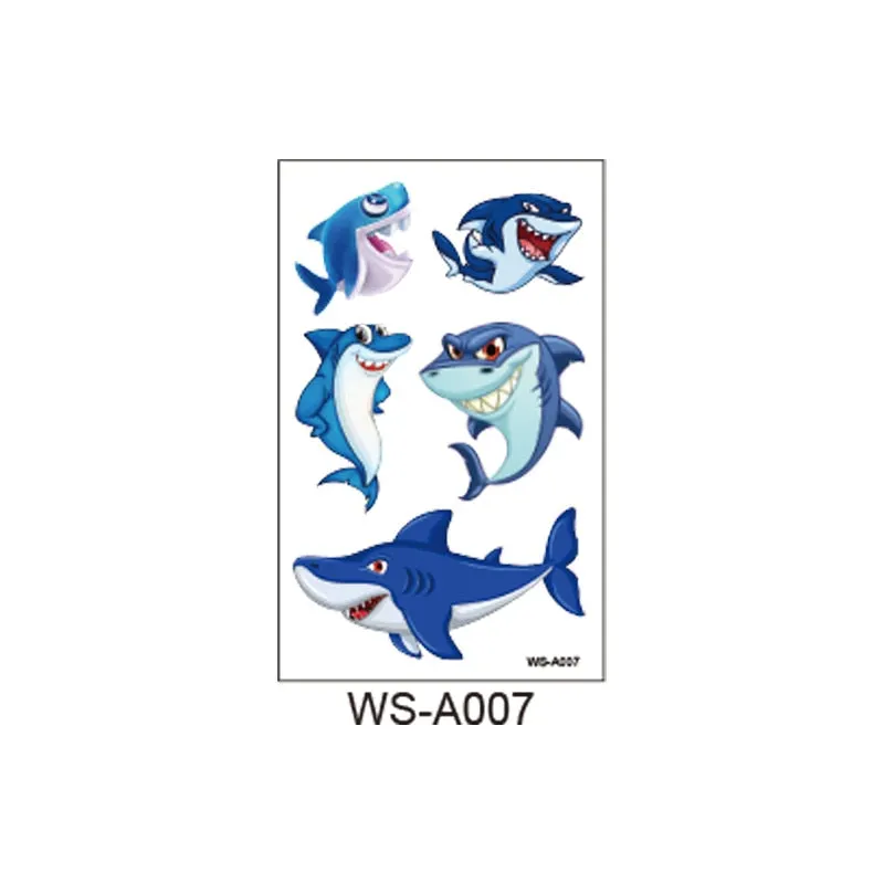 New children's shark tattoo stickers cute animal party cartoon reward children's arm temporary tattoo stickers