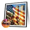Diamond Painting -DIY Round Drill Twin Towers Under The National Flag(40*40CM)