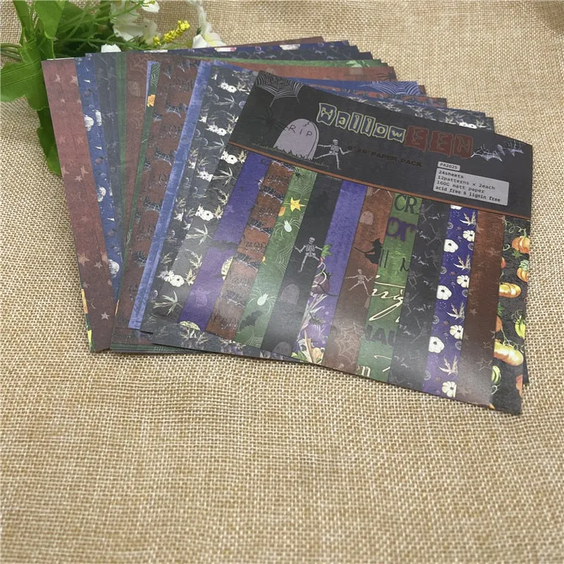 24 sheet 6"X6"Halloween pack the flower patterned paper Scrapbooking paper pack handmade craft paper craft Background pad