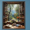 (US Local)Paint By Numbers Kit On Canvas DIY Oil Art Window Picture Home Art Decor40x50cm