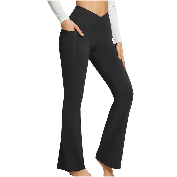 High-Waisted Lift Butt Flare Yoga Leggings With Pockets 
