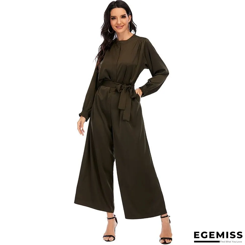 Fashion Jumpsuit Solid Color Waist Temperament Wide-leg Pants | EGEMISS