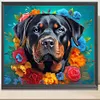 (US Local)Dog with Garland 5D DIY Full Drill Round Big Size Diamond Painting Kit Home Wall Room Decor 40x35cm