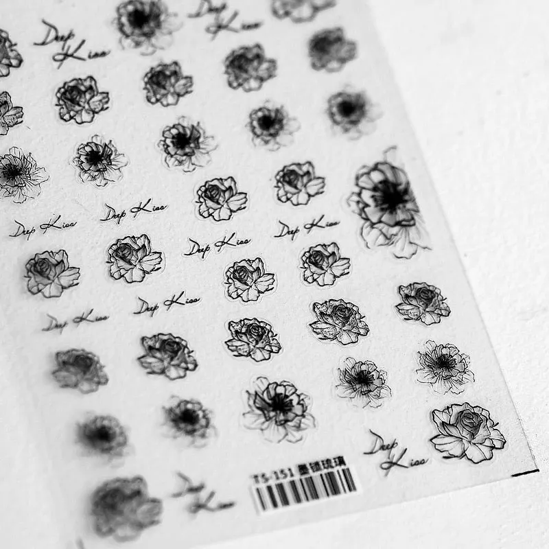 1pc Corpse Bride Nail Sticker Abstract Girl Butterfly Flower Rose Nail Art Decal Manicure Decorations Nail Decals Designer-Nail Inspo