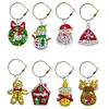 8PCS DIY Diamond Painting Art Santa Wine Glass Charms Snowman Wreath Pendant Kits