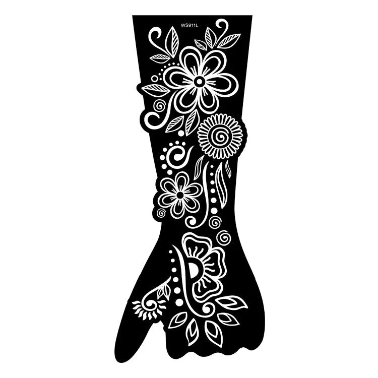 Indian Henna Rose Lace Flower Tattoo Stencil Women DIY Body Legs Arm Art Airbrush Painting Mandala Tattoo Stencil Template