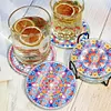 6PCS Diamond Painting Acrylic Washable Mandala Coaster with Holder