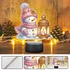 (US Local)Acrylic Double Sided Xmas Snowman 5D Diamond Painting Night Light for Tabletop
