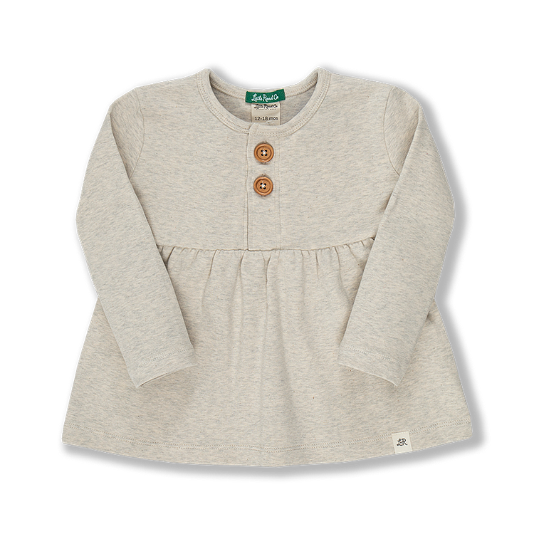 Heathered Cream Long Sleeve Peplum Top