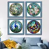 (US Local)4pcs/set Stained Glass-18CT Stamped Cross Stitch Kit(20x20cm)