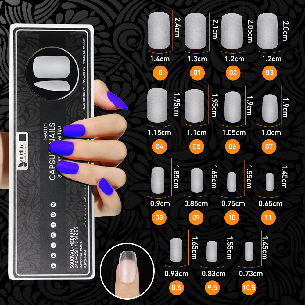 MATTE PLUS CAPSULE NAILS 240pcs|SQUOVAL|MEDIUM