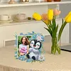 Acrylic Special Shape Flower and Penguin Diamond Painting Picture Frame Kit