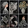 Girl Animals Premium 5D Diamond Painting Kit Black & White Pearls painting Sparkling Special Shaped Diamond painting(Multi-Style)