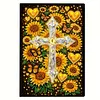 Sunflower Cross 5D DIY Diamond Art Painting Notebook Kit 50 Pages A5 Rhinestone Art Painting Notebook Kit for Adults Beginners Holiday Birthday Gift