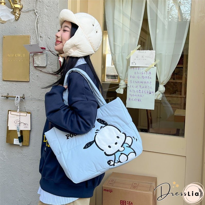 New Cartoon Cute down Cloth Handbag Pacha Dog Shoulder Bag Melody Clow M Tote Bag