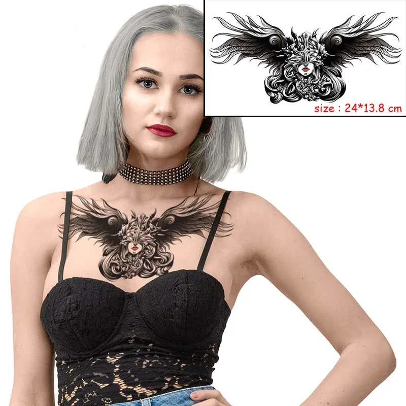 Temporary Tattoo Sticker Totem Flower Arrow Color Sexy Chest Back Fake Tatoo Waterproof Flash Tatto Body Art for Woman Girl