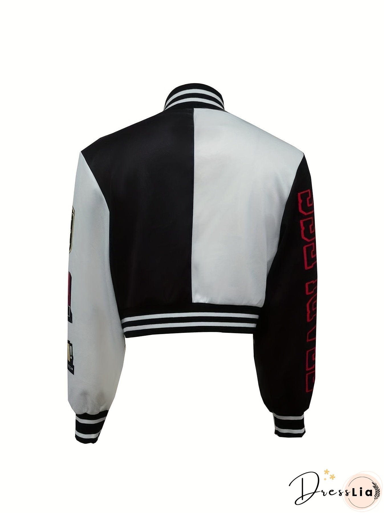 Casual Varsity Stylish Letter Print Button Front Jacket