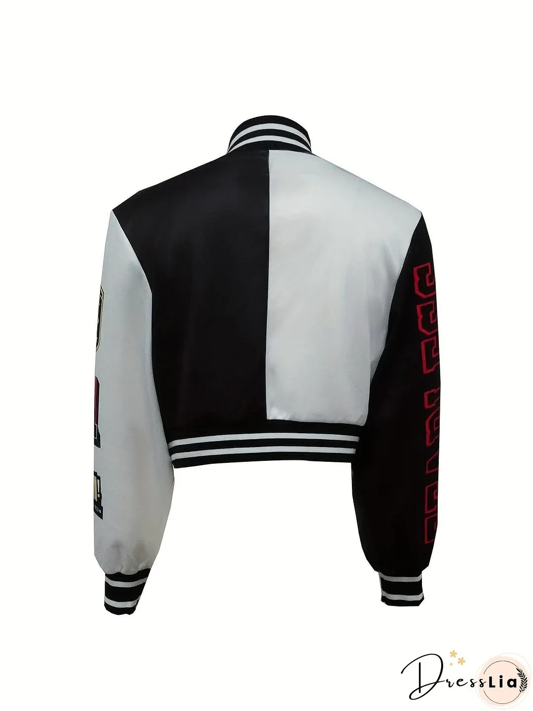 Casual Varsity Stylish Letter Print Button Front Jacket