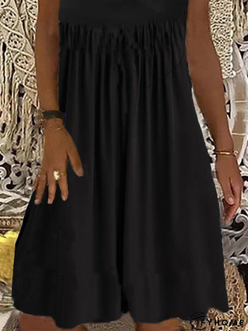 Casual Cotton Blends Spaghetti Short sleeve Knit Dress | IFYHOME