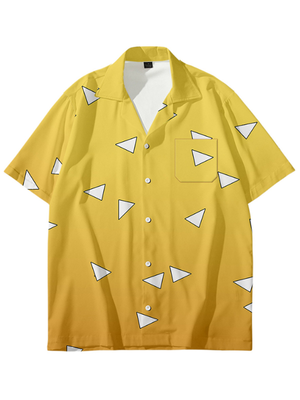 Print Short Sleeves Shirt Collar Blouses&shirts Tops