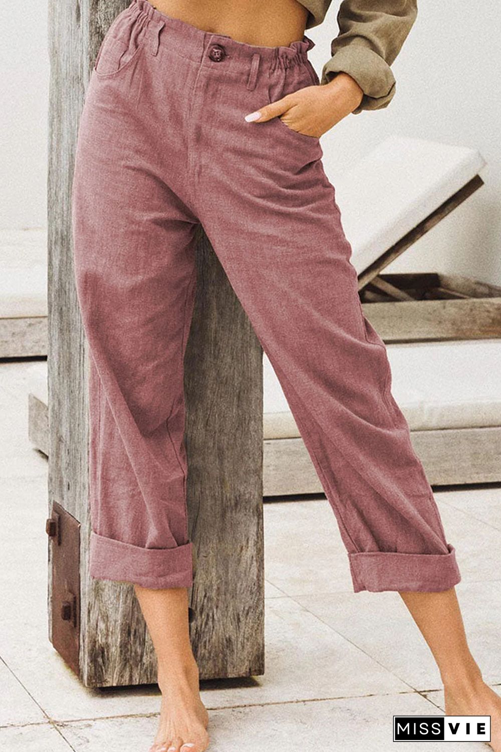 Fashion Casual Solid Split Joint Straight High Waist Bottoms