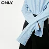 ONLY Brand 2018 NEW Summer fashion cotton boat neck mandarin sleeve cowboy retro-style solid color female shirt |117362503