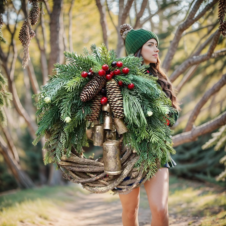 Early Christmas Sale🍭 Farmhouse Christmas Wreath, Boho Wreath, Holiday Wreath