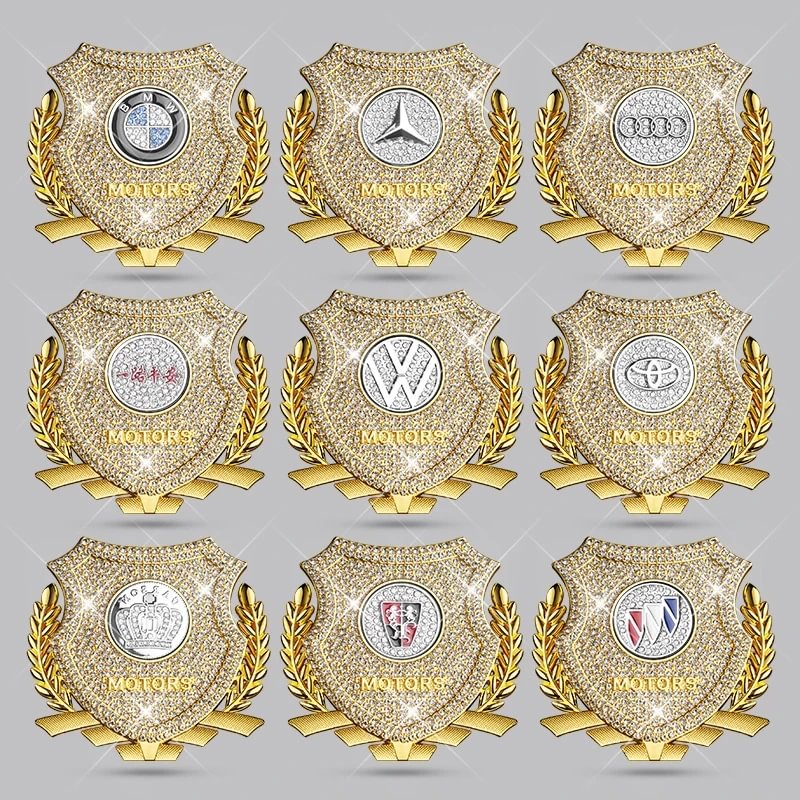 Car exterior modification rhinestone metal car emblem stickers（2PCS）