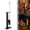 [US Local Warehouse] 50.79in Pellet Stove with Glass Tube Pellet Patio Heater with Table Wood Burning Stove Smokeless Firepit for Camping Beach Garden Balcony
