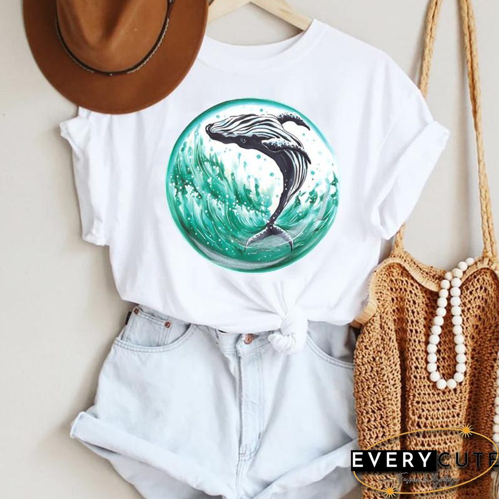 Women Cartoon Leopard Star Love Letter Trend 90S Fashion Summer Lady Print Tee Graphic T Top Female Tshirts Clothes T-Shirt