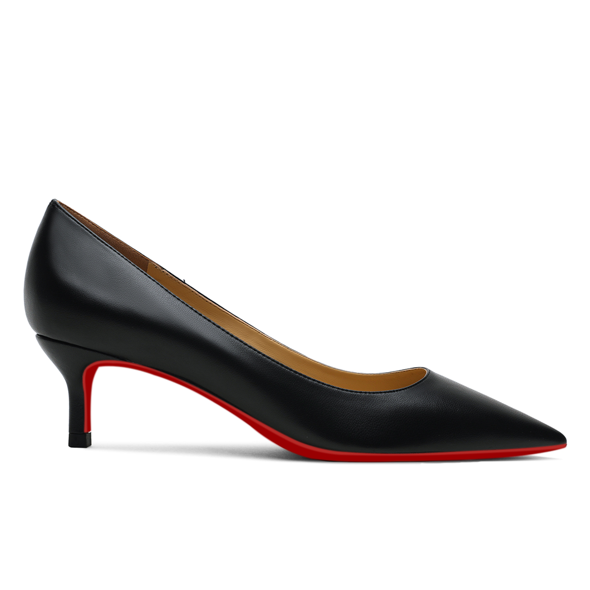 50mm Pointed Toe Red Bottom Kitten Heels Daily Wear Matte Pumps for Women-MERUMOTE