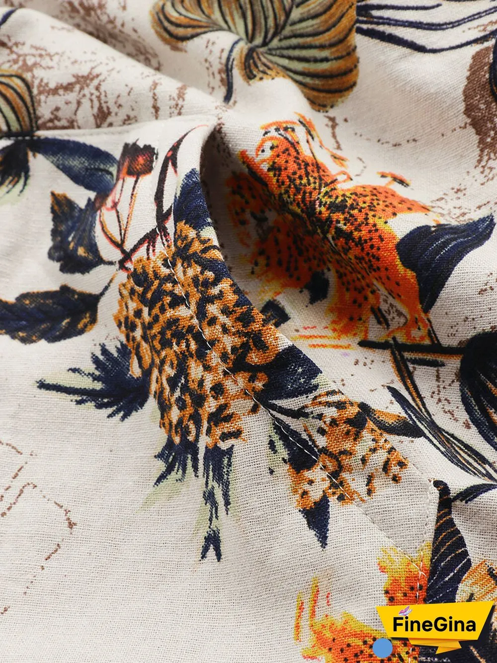 Leaves Floral Print Hooded Long Sleeve Vintage Coats