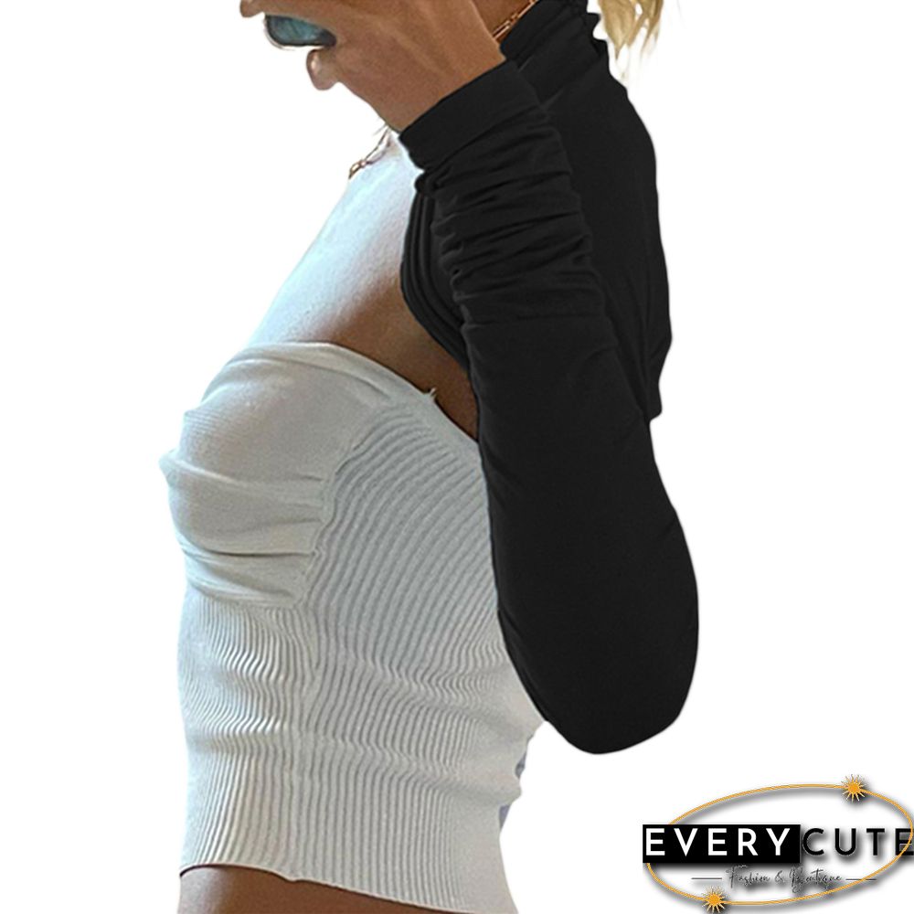 Shrug Crop Top For Women Aesthetic Black Long Sleeve Cardigan T Shirt Y2k Grunge Clothes Basic Party Streetwear