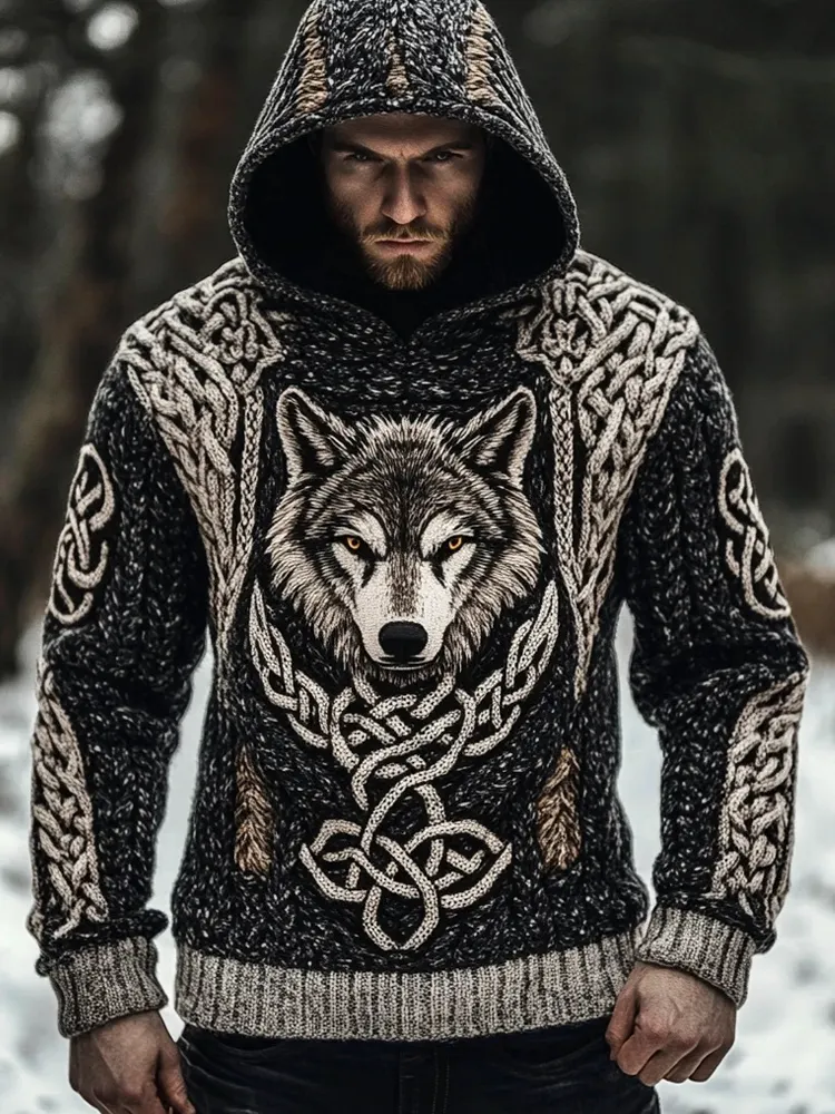 Viking Wolf Totem Men's Hooded Sweater