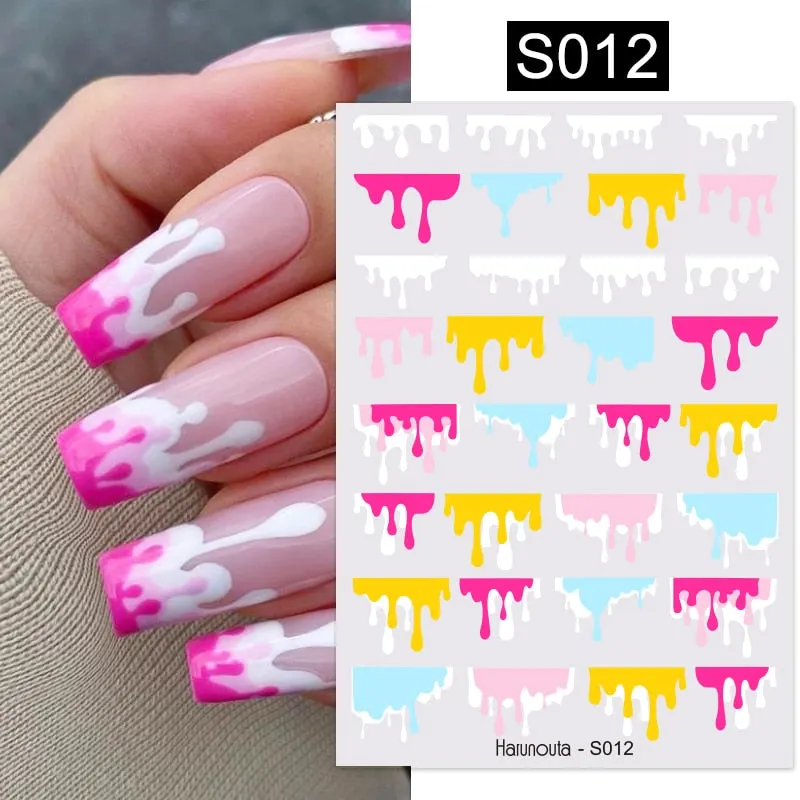 Geometric Lines Flowers Leaves 3D Nail Sticker Figure Woman Face Pattern Special Self Adhesive Nail Art Decals Manicures Sliders-Nail Inspo