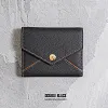 Short wallet made of top-grain cowhide, multi-functional color-blocked wallet, document holder, and card holder