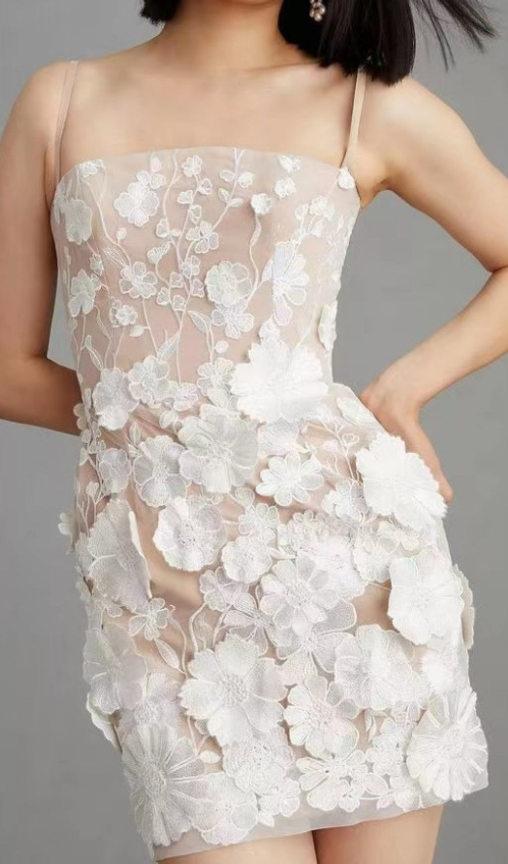 Adonica Flower Embellished Mini Dress Flowering Girl